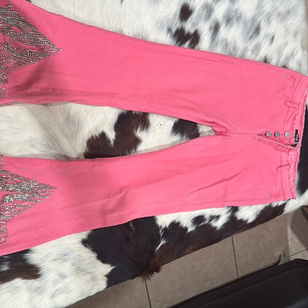 PINK RHINESTONE COWGIRL JEANS